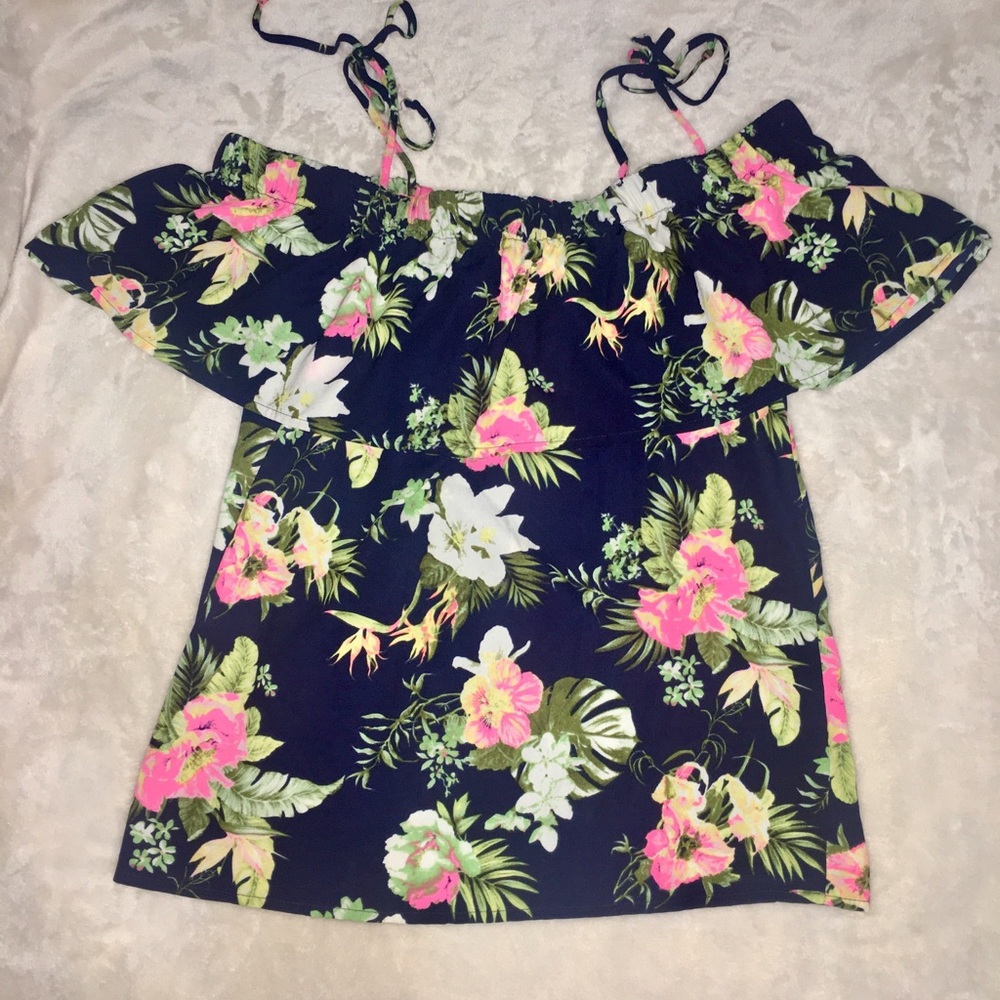 Off the shoulder “tropical vibes” top
